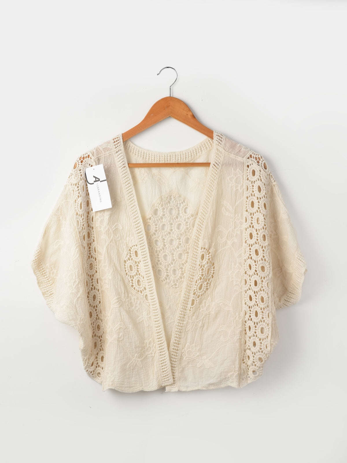Crosa - Lace Open Front Cardigan with Batwing Sleeves