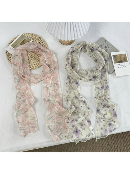 Scarvii - Vintage Pastel Floral Pattern Scarf
