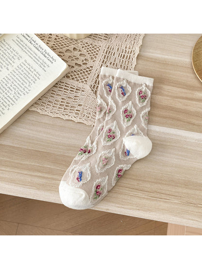 Rufia - Framed Floral Motif Crew Socks product image 5