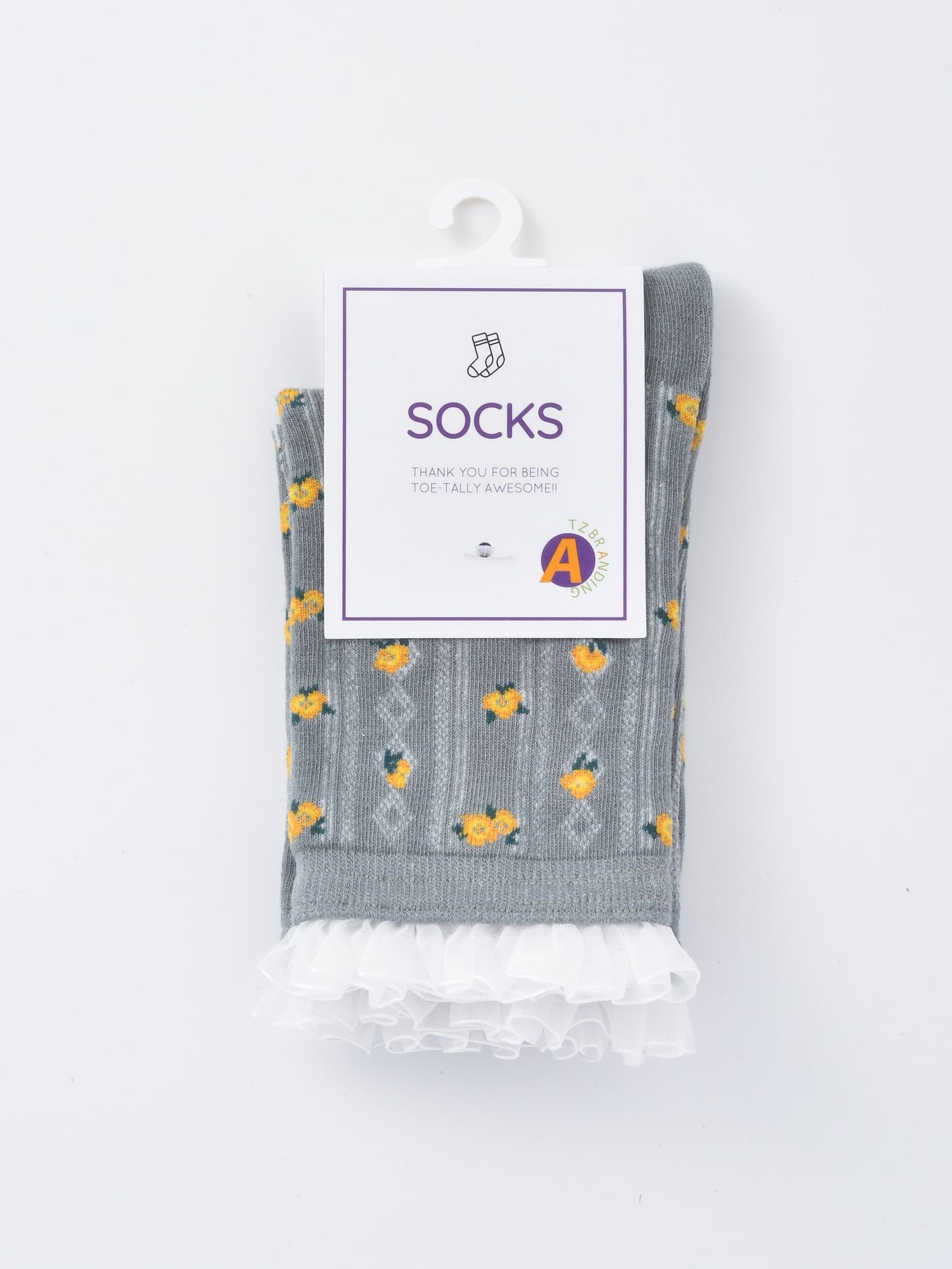 Rufia - Lace Ruffle Floral Knit Crew Socks