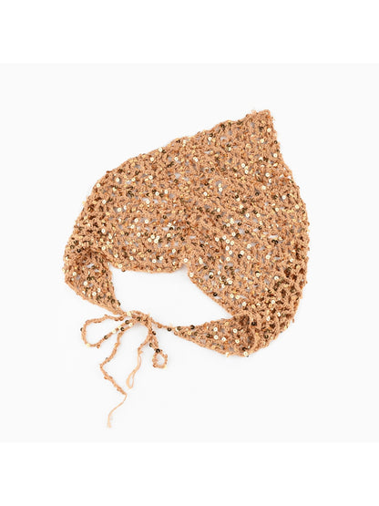 Scarvii - Sequin Openwork Tie Triangle Headband