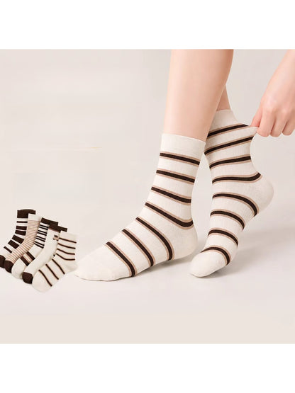 Rufia - Colorblock Striped and Bear Crew Socks