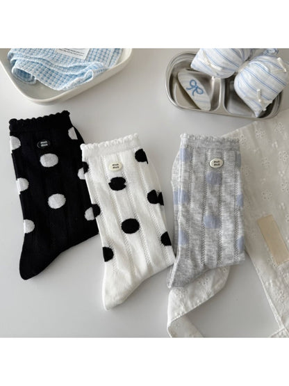 Rufia - Polka Dot Mesh Look Women's Crew Socks