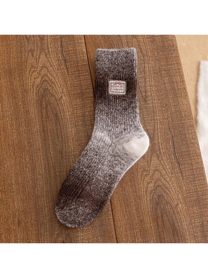 Rufia - Gradient Colorblock Ribbed Crew Socks