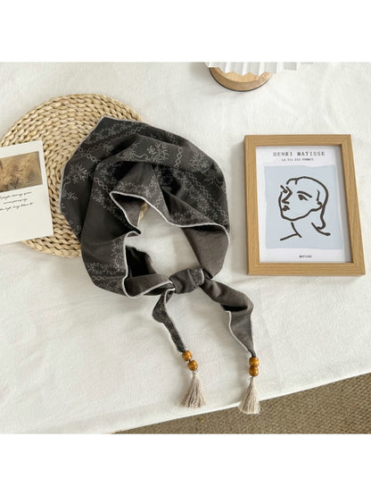 Scarvii - Dark Gray Edgy Print Triangle Scarf