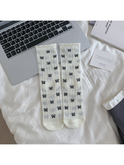 Rufia - Bow Lace Dot Knit Crew Socks product image 3