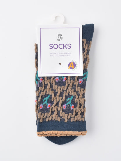 Rufia - Vintage Embroidered Mid-Calf Socks - Soft & Chic