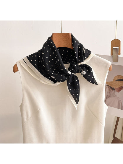 Scarvii - Minimal Polka Dot Floral Accent Square Scarf