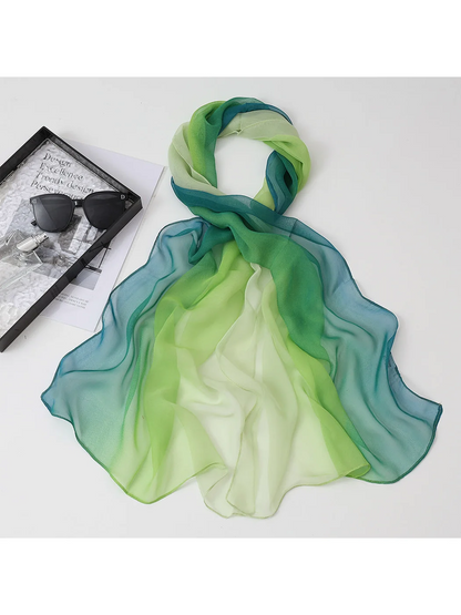 Scarvii - Gradient Color Block Sheer Scarf