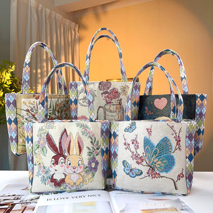 Cosbai - Geometric Lace Botanical & Animal Canvas Tote