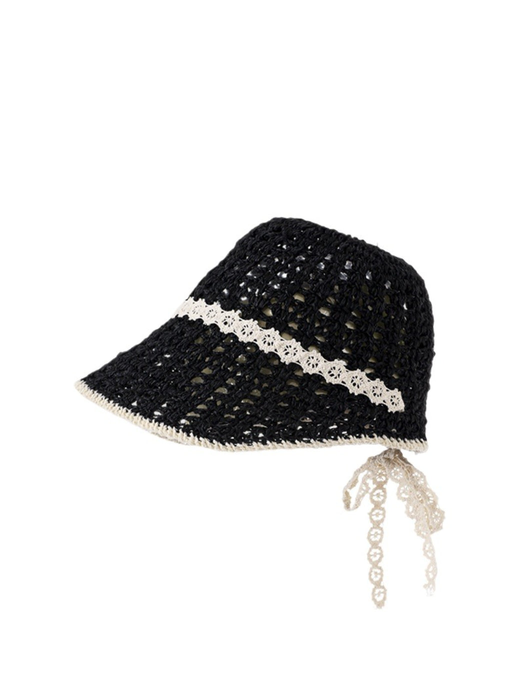Close-up of Haila crochet summer hat showing detailed woven pattern