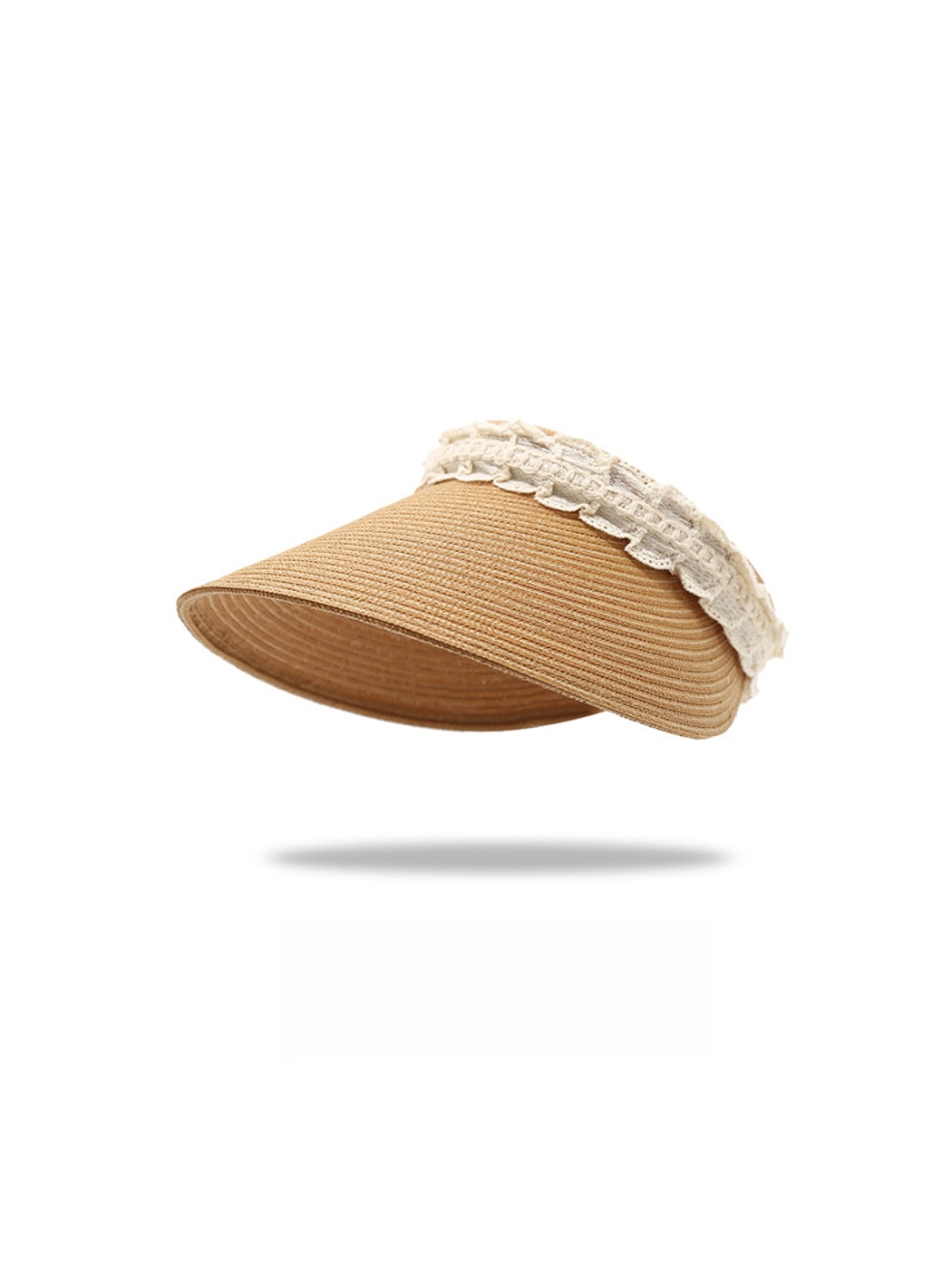 Haila - Elegant Lace Trim Wide Brim Visor Cap