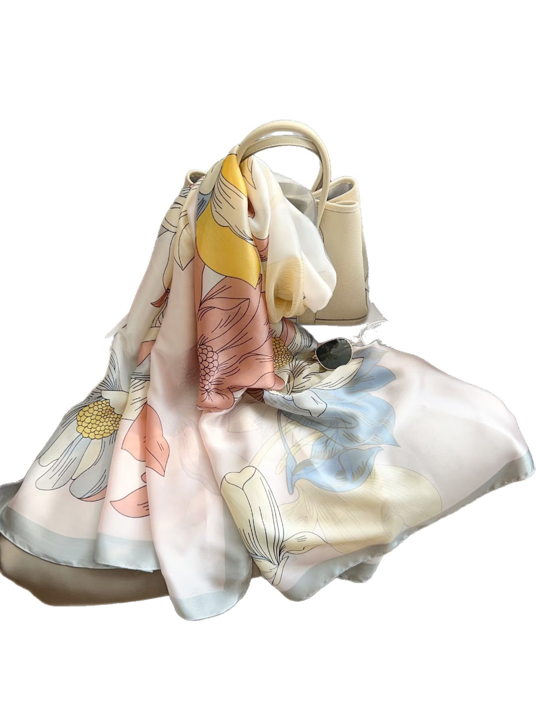 Scarvii Blue Floral Long Scarf Wrap