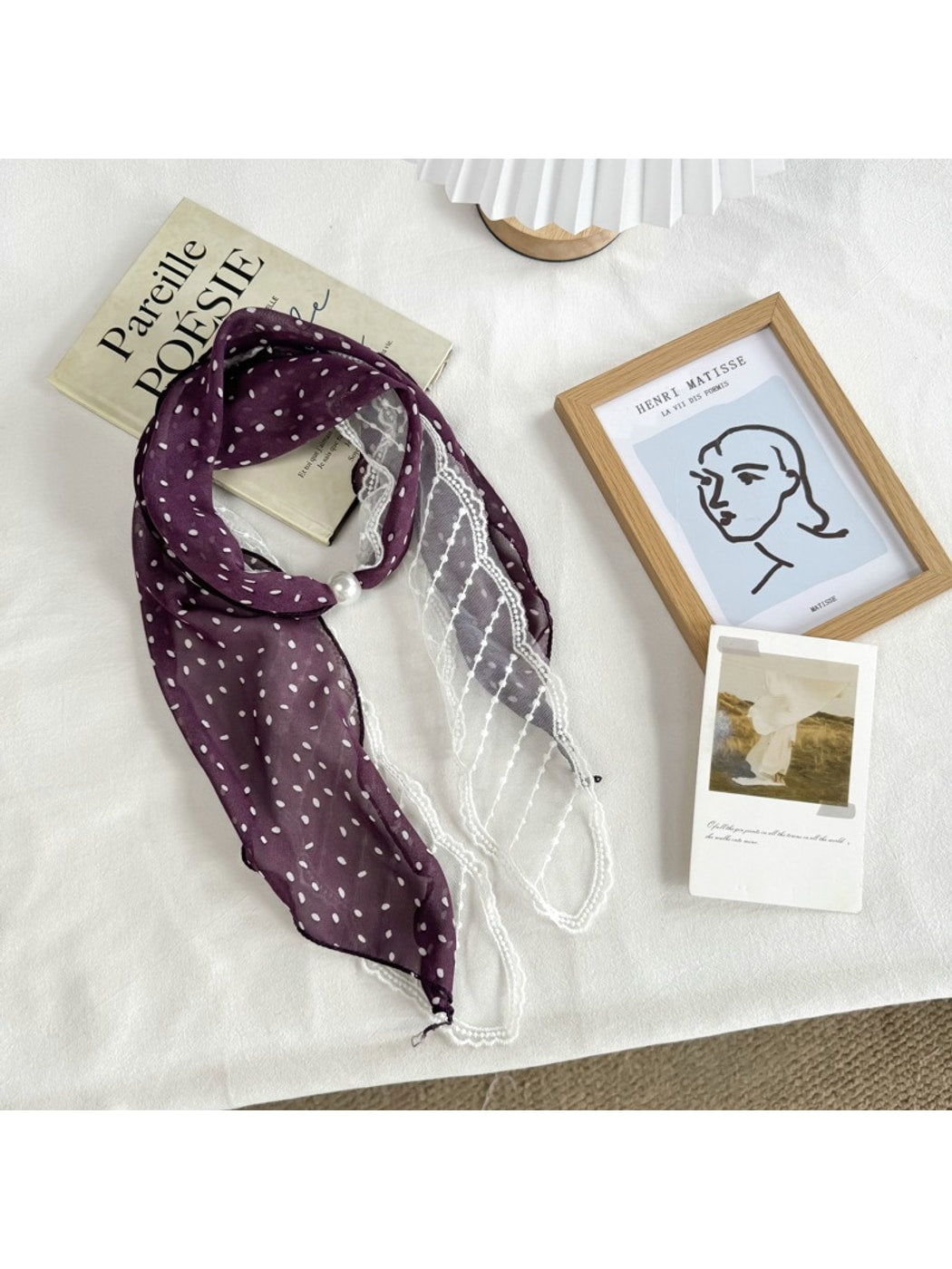 Scarvii - Fresh Polka Dot Lace Double Layer Scarf