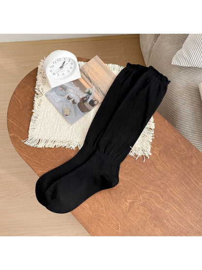 Rufia - Simple Style Ruffle Mid Calf Socks