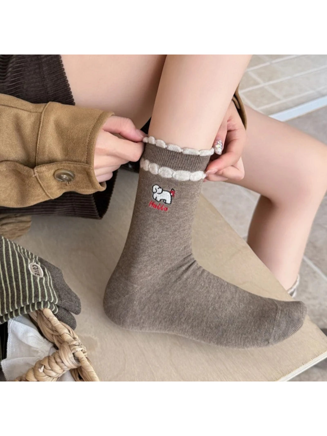 Rufia - Polka Dot & Stripe Crew Socks