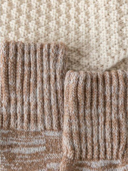 Rufia - Women’s Stripe Mid-Calf Winter Socks - 5 Pairs/Pack