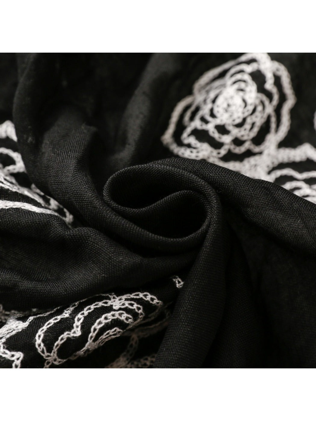Scarvii - Elegant Scarf & Shawl with Rose Embroidered