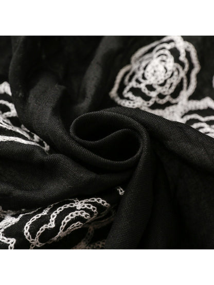 Scarvii - Elegant Scarf & Shawl with Rose Embroidered