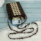 Cosbai - Boho Beaded Square Crossbody Bag With Zipper