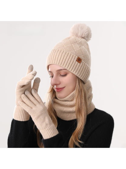 Haila - Women's Winter Knit Beanie Scarf Gloves Set