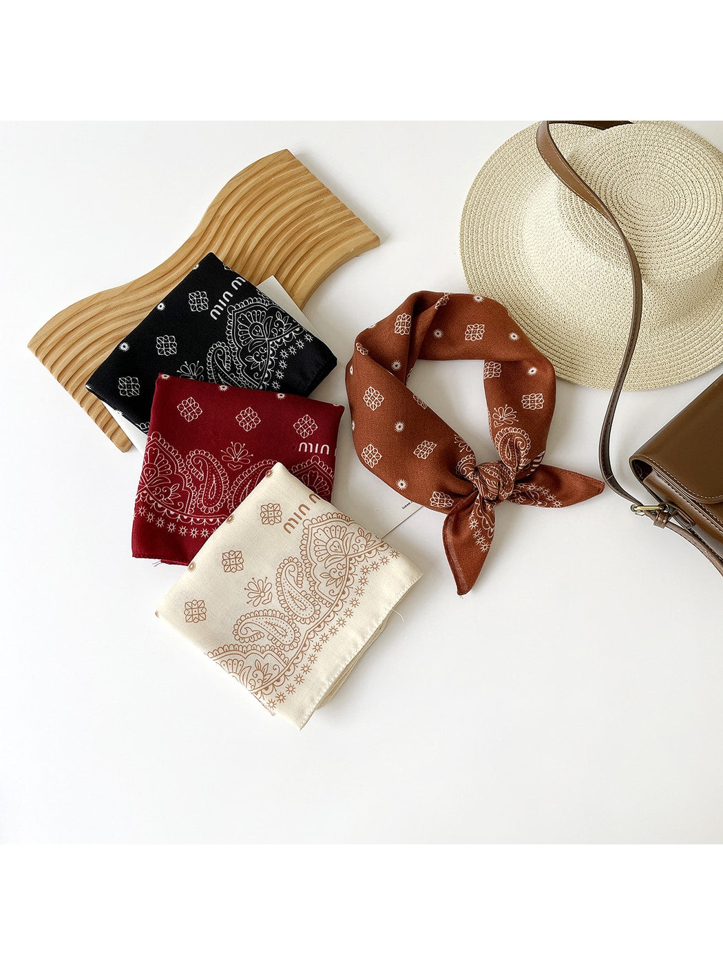 Scarvii - Paisley Border Print Square Scarf