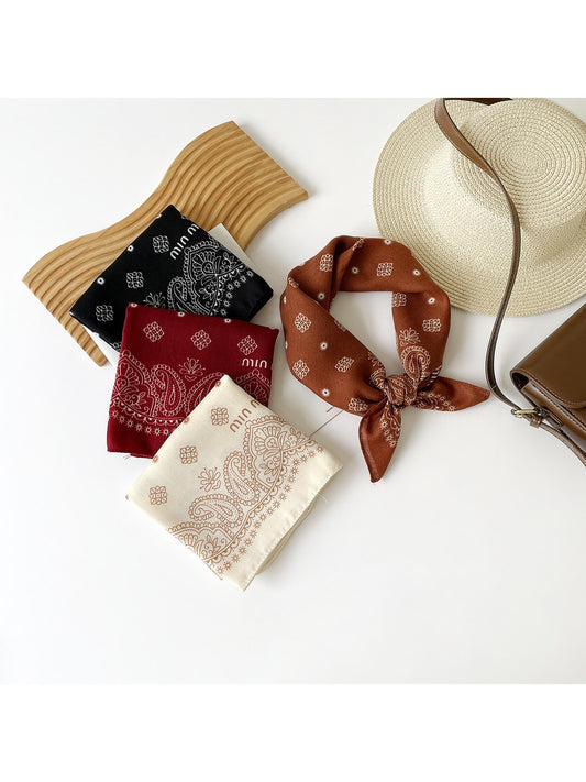 Scarvii - Paisley Border Print Square Scarf