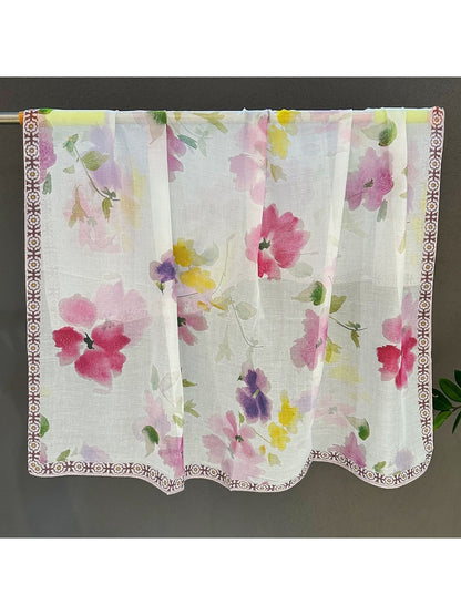 Scarvii - Soft Pink Floral Print Fashion Square Scarf