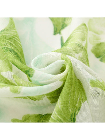 Scarvii - Bohemian Green Travel Scarf with Ginkgo Leaf
