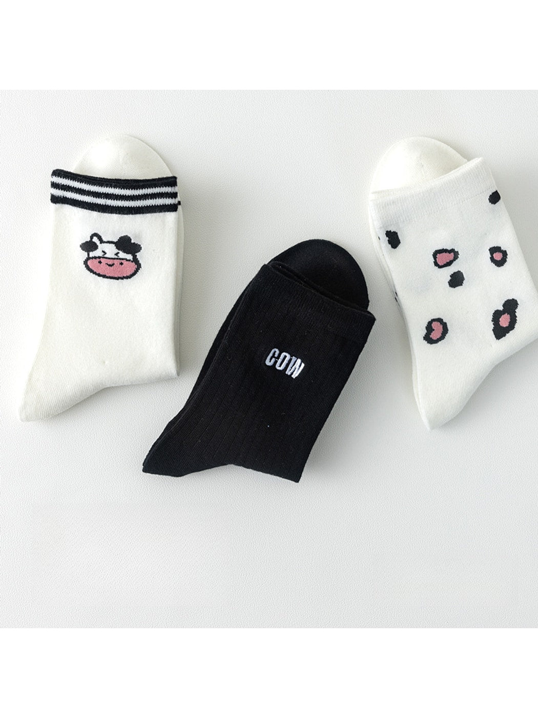 Rufia - Cartoon Cow Theme Casual Crew Socks