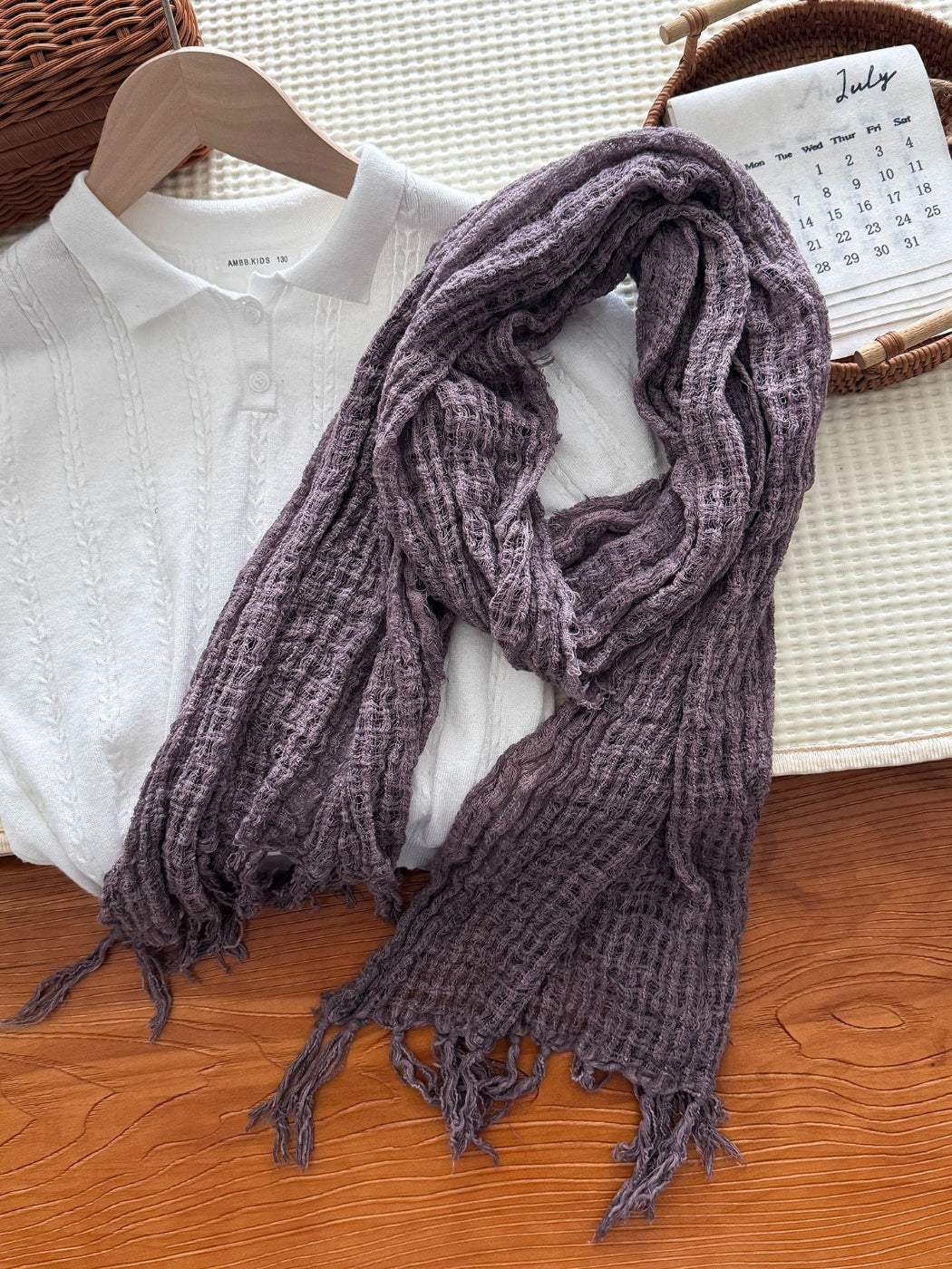 Scarvii - Fringed Crinkled Texture Scarf