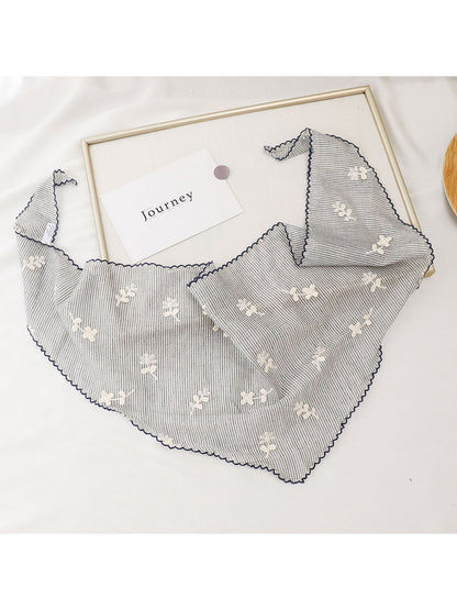 Scarvii - Floral Striped Retro Style Triangle Bandana