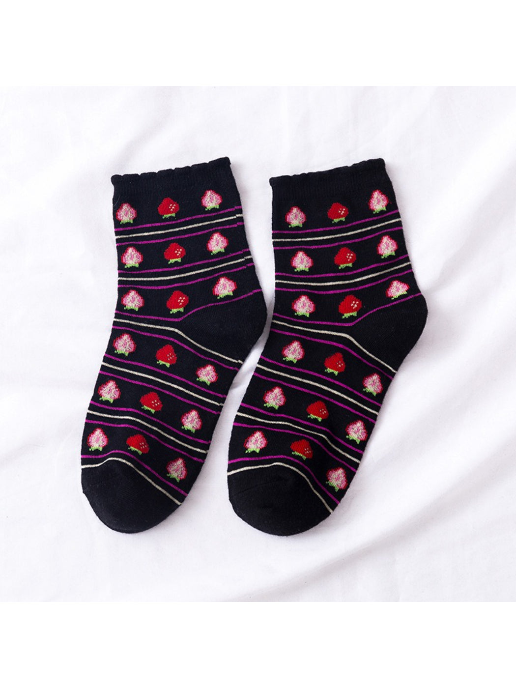 Rufia - Sweet Strawberry Stripe Ankle Socks