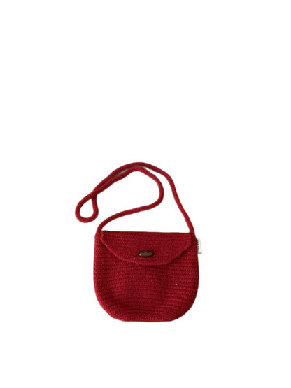 Cosbai - Textured Knit Button Flap Crossbody Bag