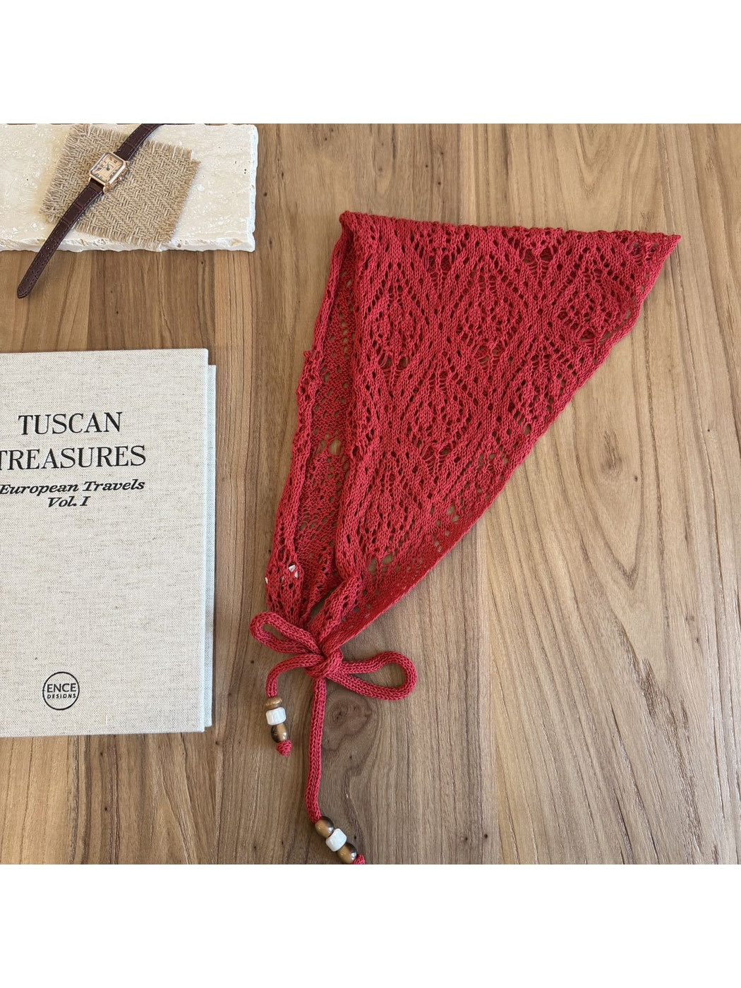 Scarvii - Geometric Pattern Openwork Triangle Scarf