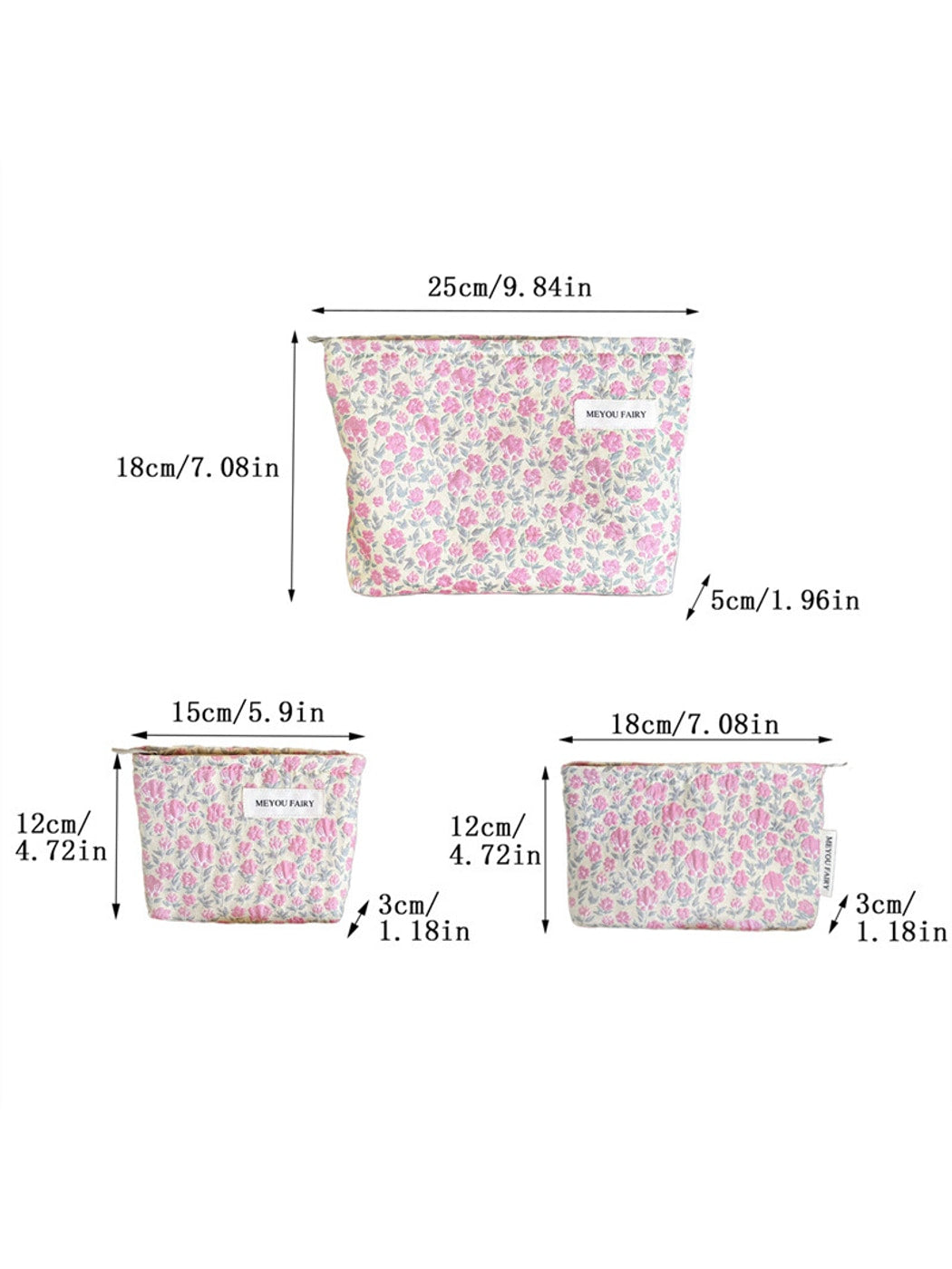 Cosbai - Floral Everyday Makeup Organizer Bag