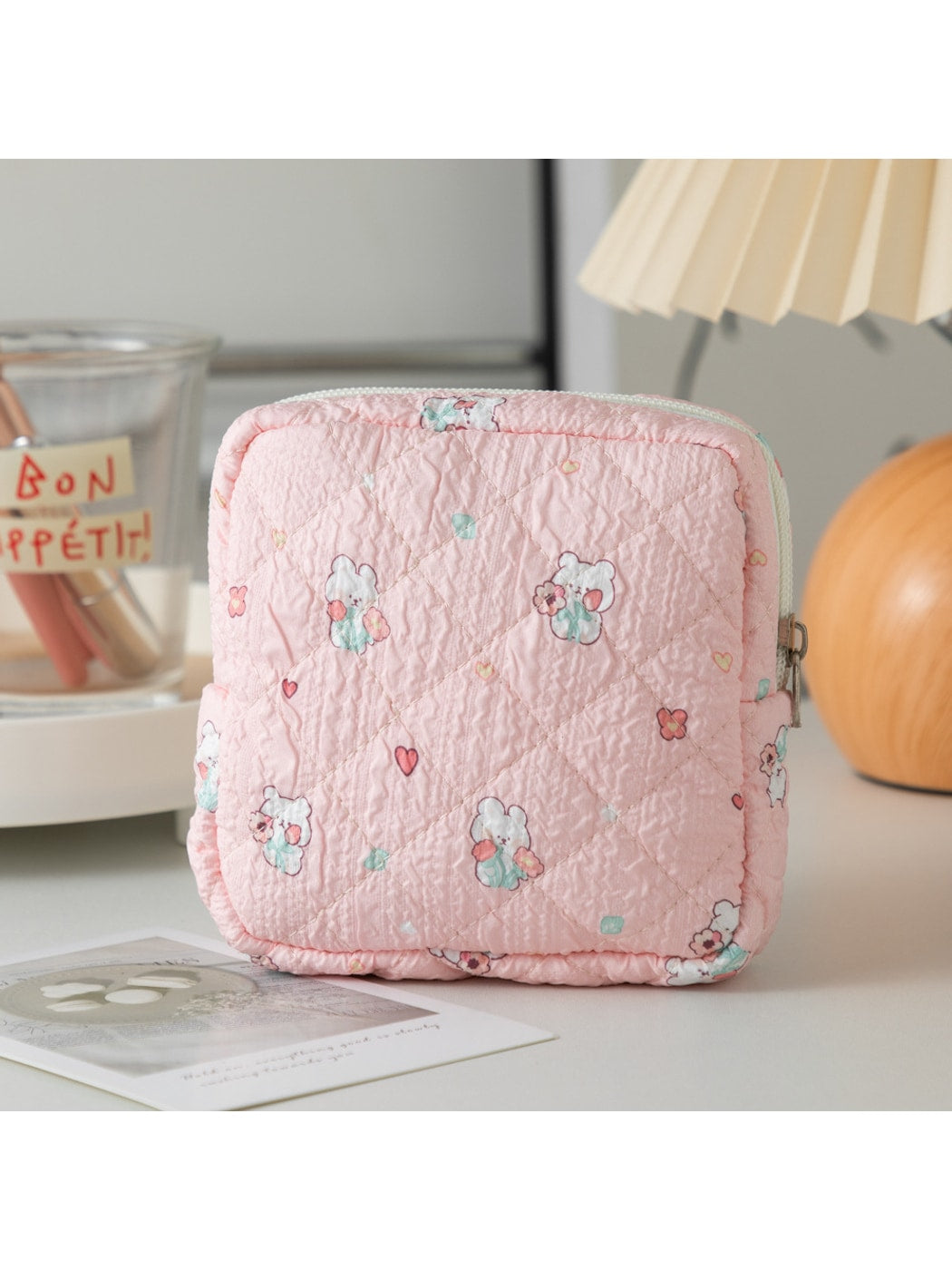 Cosbai - Cartoon and Floral Print Quilted Storage Bag
