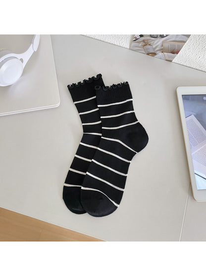 Rufia - Minimal Bow and Stripe Ankle Socks product image 7