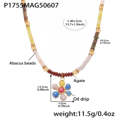 Bauai - Colorful Flat Bead Pendant Necklace - Elegant & Charming