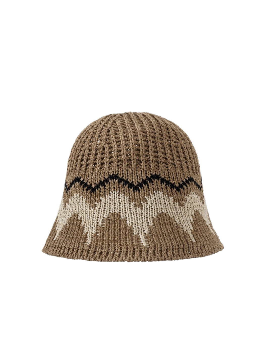 Back view of Haila wave pattern knit bucket hat with visible knit details