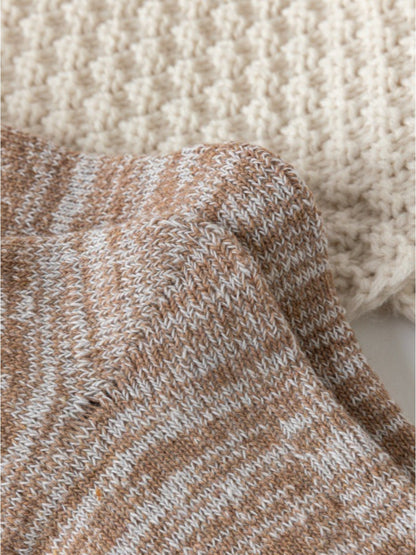 Rufia - Women’s Stripe Mid-Calf Winter Socks - 5 Pairs/Pack