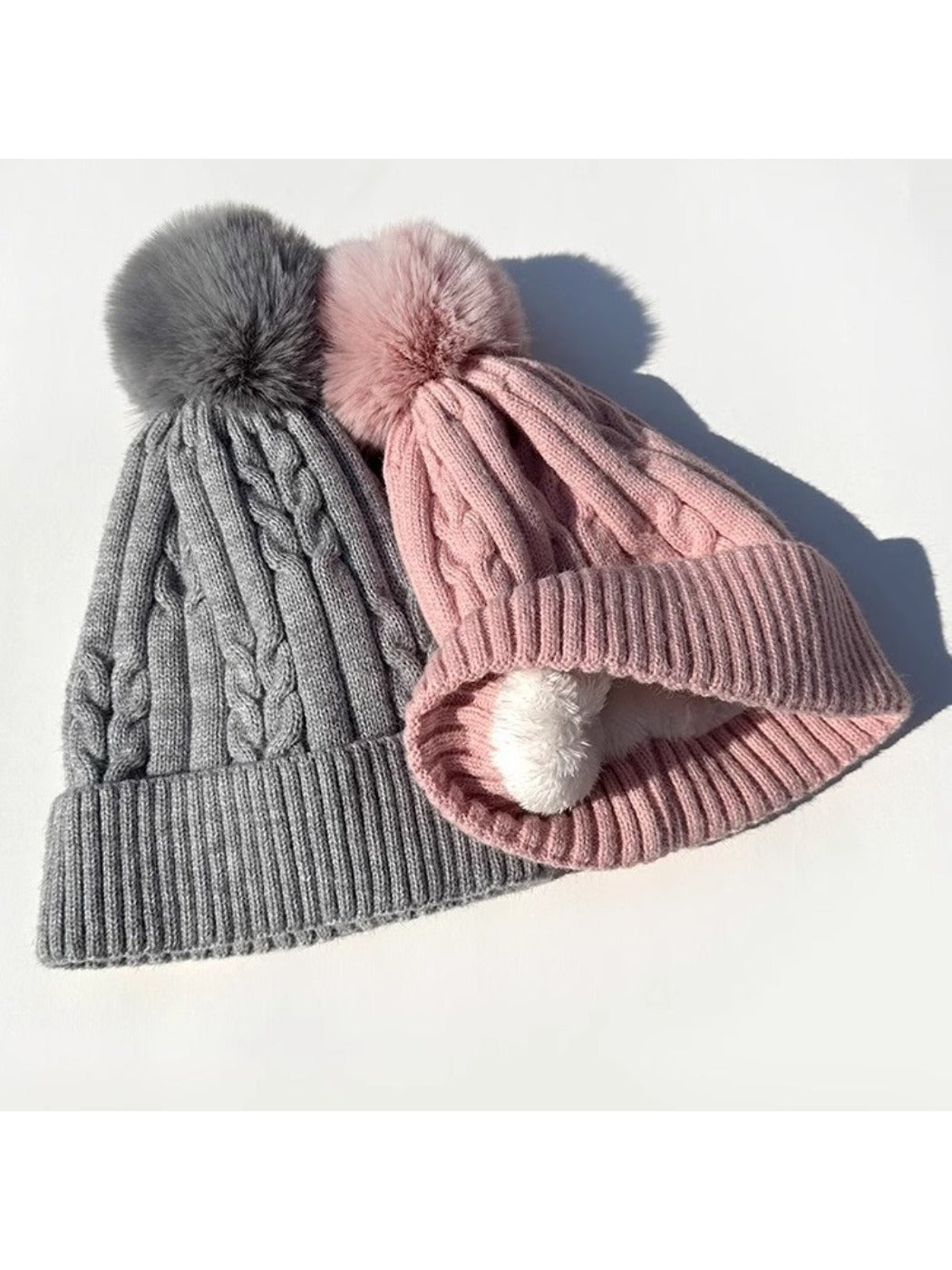 Haila - Women's Cable Knitted Beanie with Pom Pom