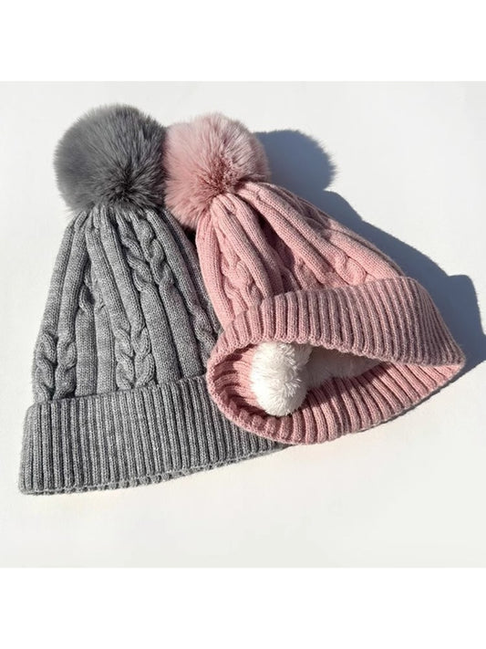 Haila - Women's Cable Knitted Beanie with Pom Pom