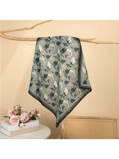 Scarvii - Elegant Forest Printed Square Scarf