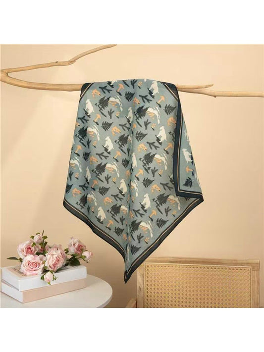Scarvii - Elegant Forest Printed Square Scarf
