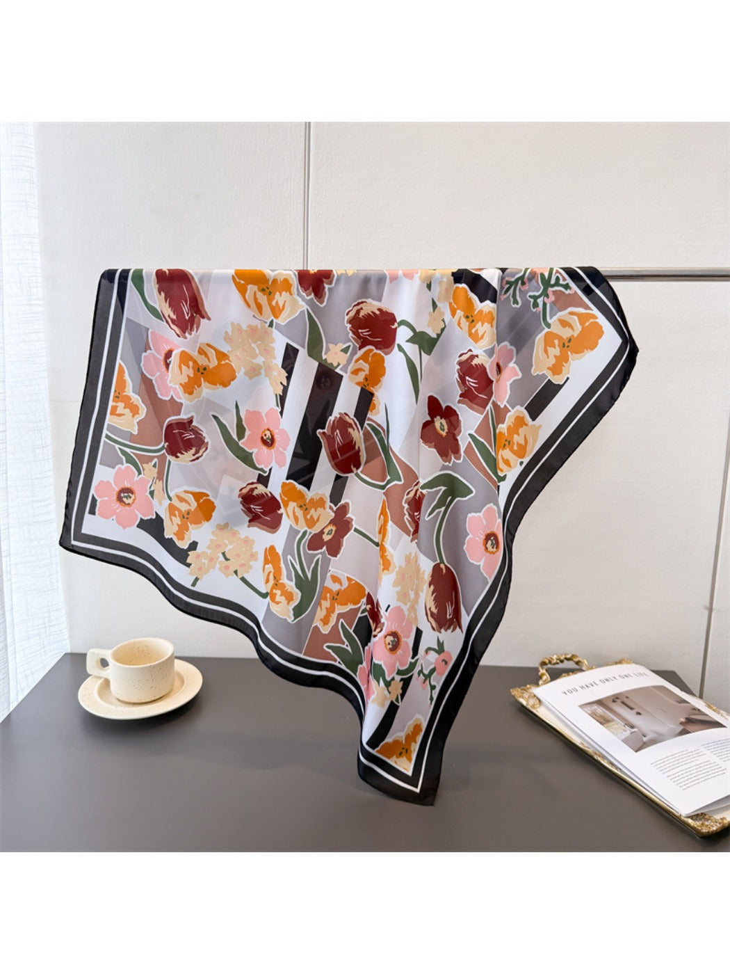 Scarvii - Floral Print Square Scarf