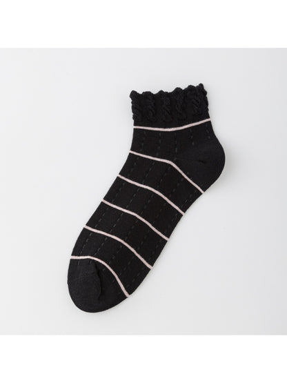 Rufia ankle socks folded to show soft fabric texture and striped design