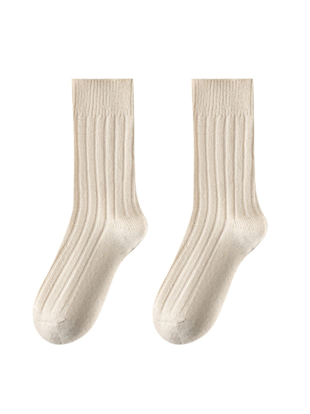 Rufia - Solid Color Ribbed Casual Crew Socks