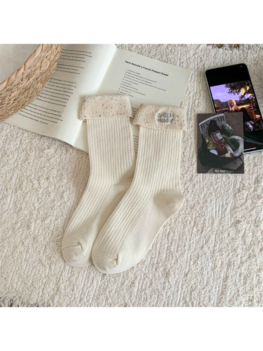 Rufia - Ribbed Stripe and Bow Detail Crew Socks product image 7