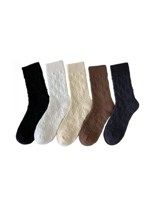 Rufia - Women's Solid Winter Socks with Embossed Smile